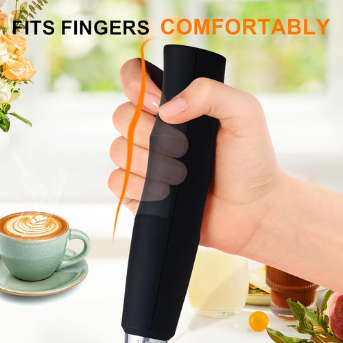 Black Handheld Electric Milk Frother Wand
