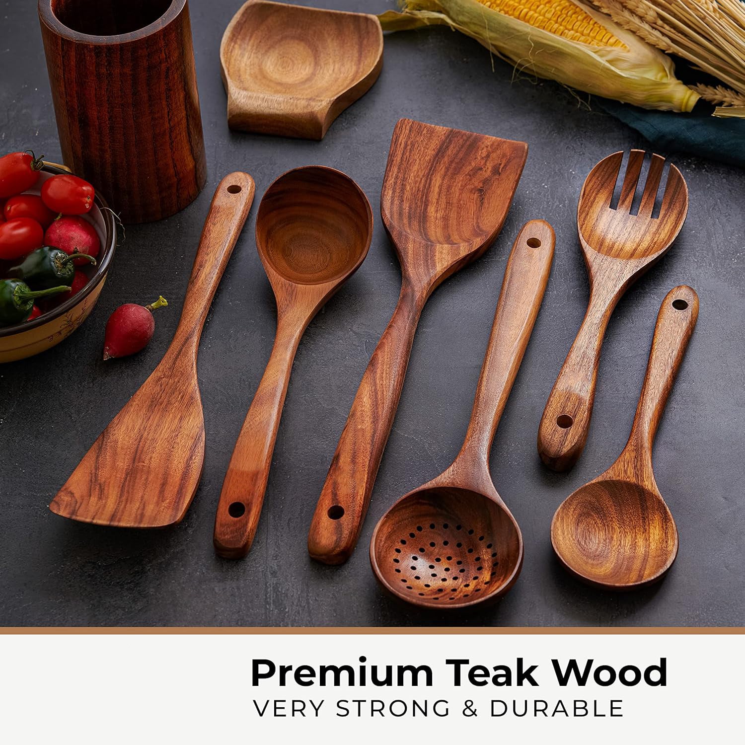 Non-Scratch Wooden Cooking Utensils Set