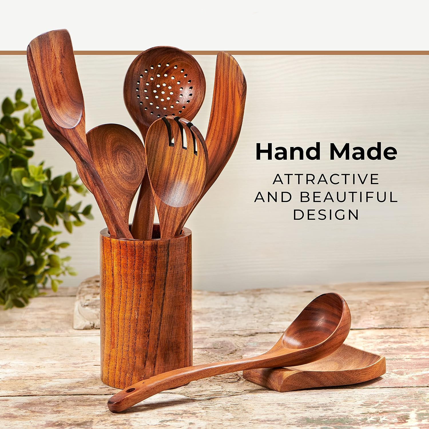 Non-Scratch Wooden Cooking Utensils Set